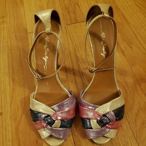 Miss Sixty Vintage Metallic Leather Peep Toe